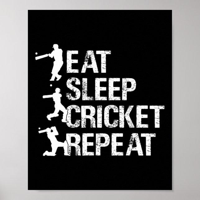 Cricket Player - Eat Sleep Cricket Repeat - Cricke Poster (Front)