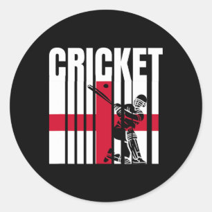 Cricket Player English Flag  Classic Round Sticker