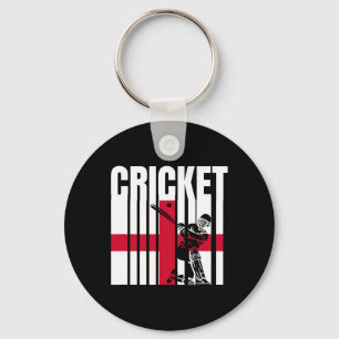 Cricket Player English Flag  Key Ring