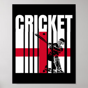 Cricket Player English Flag Poster