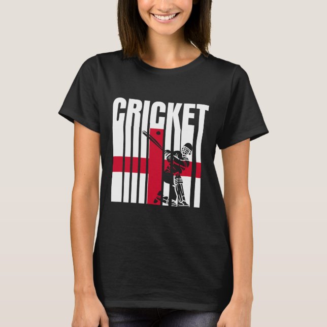 Cricket Player English Flag  T-Shirt (Front)