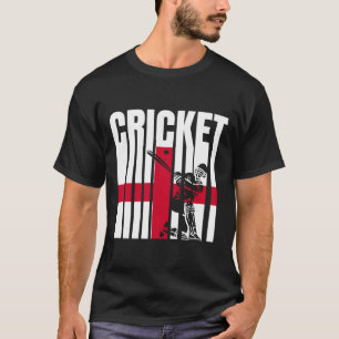 Cricket Player English Flag  T-Shirt