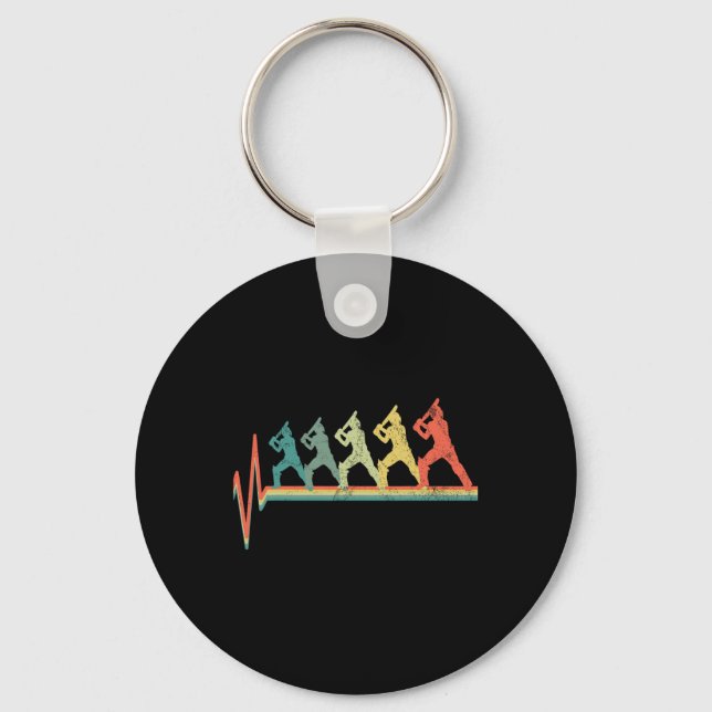 Cricket Player Gift Cricketer Heartbeat  Key Ring (Front)