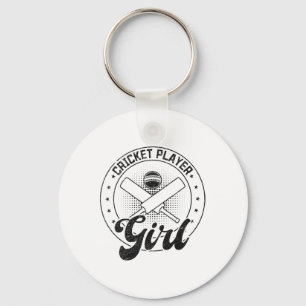 Cricket Player Girl Key Ring