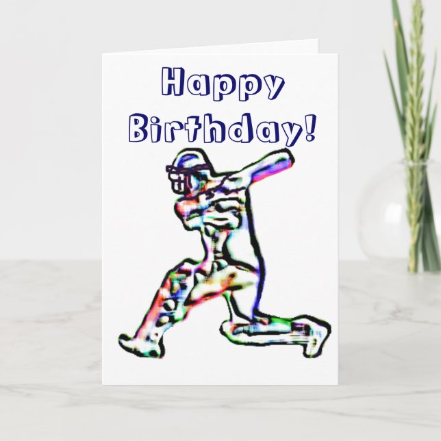 Cricket player happy birthday card (Front)