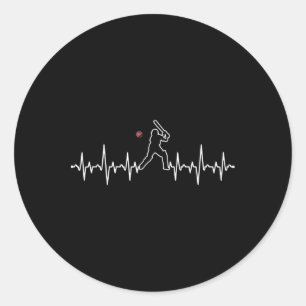 Cricket Player Heartbeat Cricket Gift  Classic Round Sticker