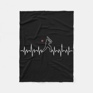 Cricket Player Heartbeat Cricket Gift  Fleece Blanket