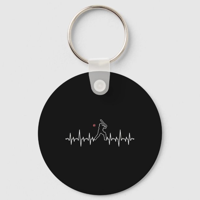 Cricket Player Heartbeat Cricket Gift  Key Ring (Front)