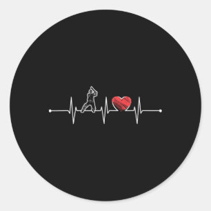 Cricket Player Heartbeat Gift Ekg Cricket Fans Lov Classic Round Sticker