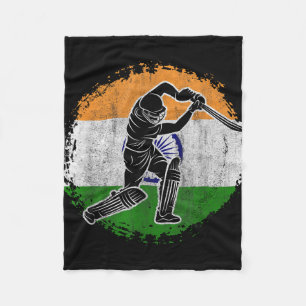 Cricket Player Indian Flag Cricketer  Fleece Blanket