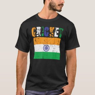 Cricket Player Indian Flag For Youth Boys Kids T-Shirt