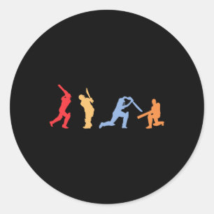 Cricket Player Retro Cricket Silhouette Cricket Sp Classic Round Sticker