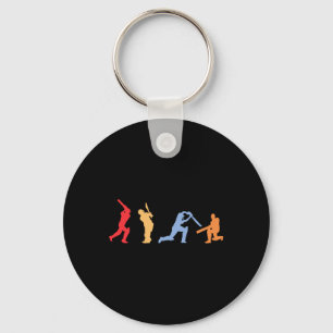 Cricket Player Retro Cricket Silhouette Cricket Sp Key Ring