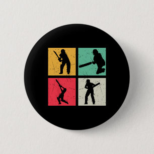 Cricket Player Retro Cricket Silhouette Cricketing 6 Cm Round Badge