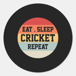 Cricket Player Retro Funny Gift Classic Round Sticker