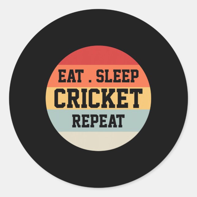 Cricket Player Retro Funny Gift  Classic Round Sticker (Front)