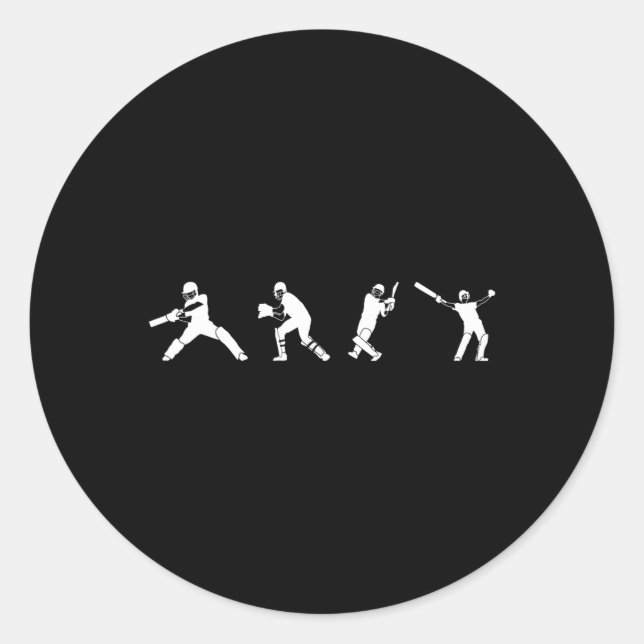 Cricket Player Sport  Classic Round Sticker (Front)