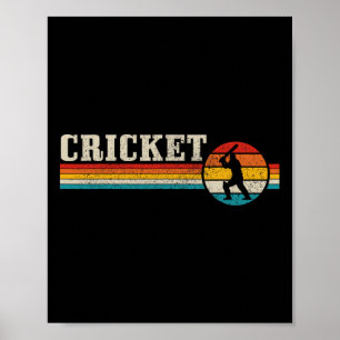 Cricket Player Sports Vintage Retro Cricket  Poster