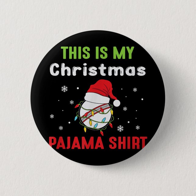 Cricket Player This Is My Christmas Pajama  6 Cm Round Badge (Front)