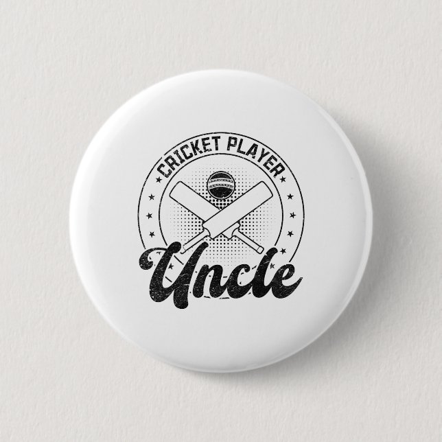 Cricket Player Uncle  6 Cm Round Badge (Front)