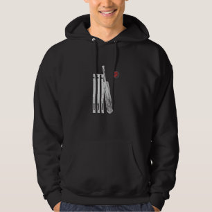 Cricket Player Wicket Bat Ball Cricketer Sports Di Hoodie