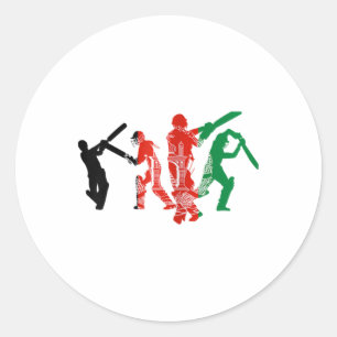 Cricket Players Afghanistan Flag  Classic Round Sticker