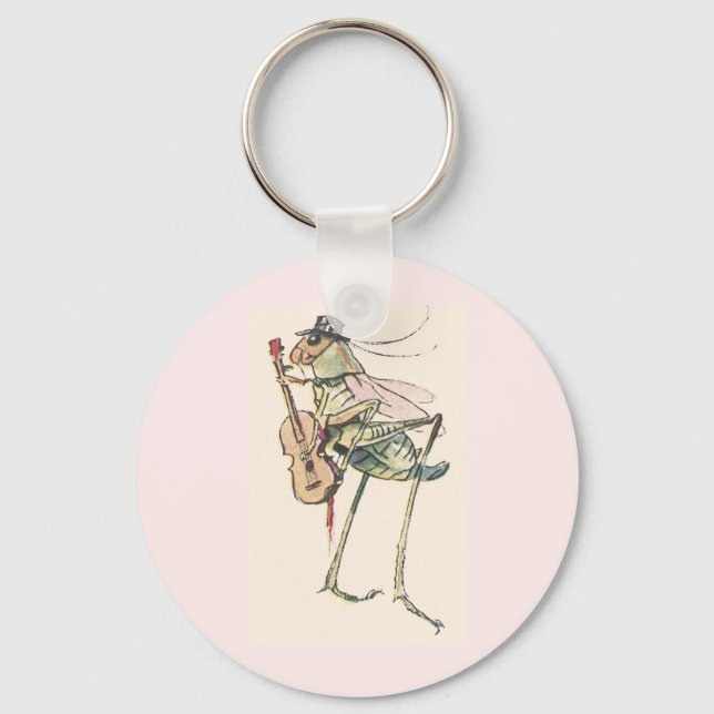 Cricket Playing the Fiddle Key Ring (Front)