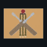 Cricket Postcard<br><div class="desc">Dotty cricket bat,  ball,  and wickets Postcard</div>