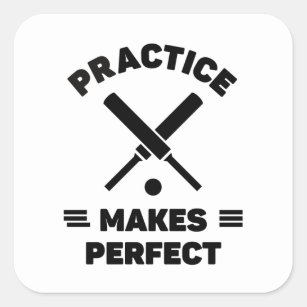 Cricket: Practice makes perfect. Square Sticker