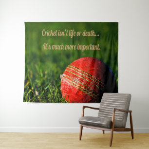 Cricket Red Ball Funny Motivational Tapestry
