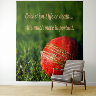 Cricket Red Ball Funny Motivational Tapestry