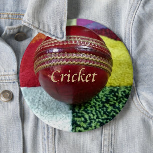 Cricket: Red Hard Ball Art Print 6 Cm Round Badge