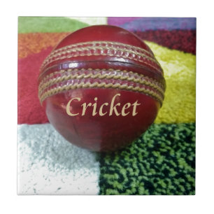 Cricket: Red Hard Ball Art Print Ceramic Tile