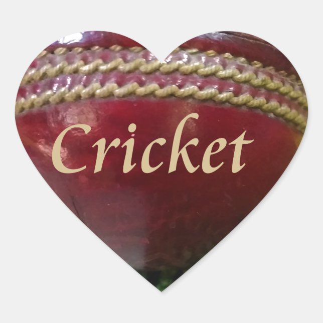 Cricket: Red Hard Ball Art Print Heart Sticker (Front)