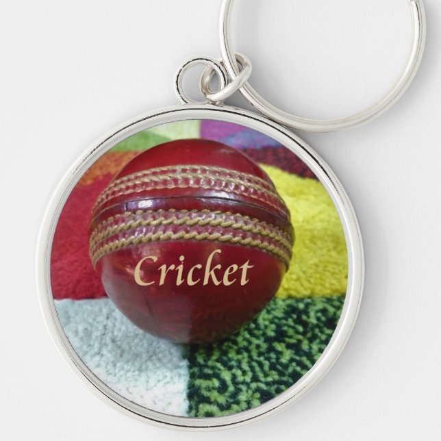 Cricket: Red Hard Ball Art Print Key Ring (Front)