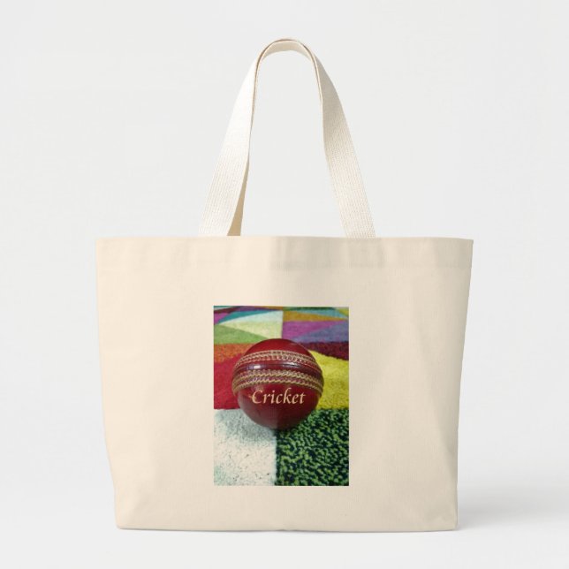 Cricket: Red Hard Ball Art Print Large Tote Bag (Front)