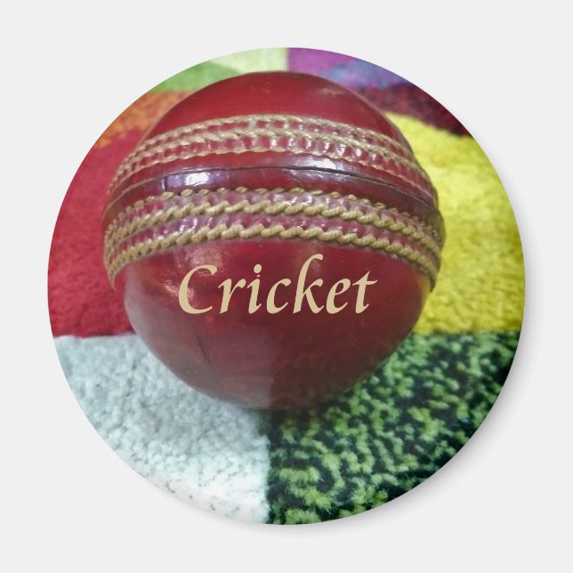 Cricket: Red Hard Ball Art Print Magnet (Front)