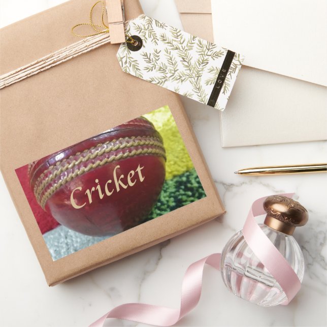 Cricket: Red Hard Ball Art Print Rectangular Sticker (Gifting)