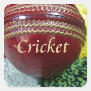 Cricket: Red Hard Ball Art Print Square Sticker