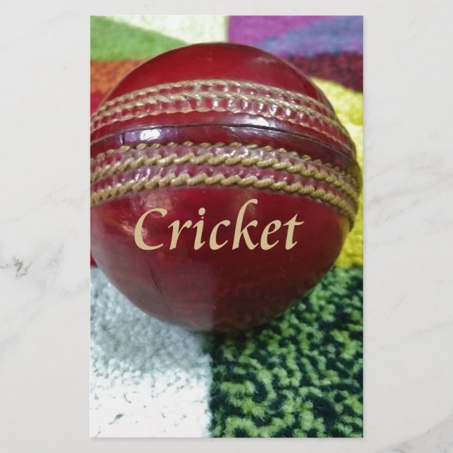 Cricket: Red Hard Ball Art Print Stationery (Front)