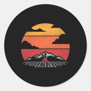 Cricket Retro Vintage 80s Style Coach Player Gift Classic Round Sticker
