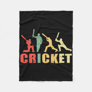 Cricket Retro Vintage Colours Cricket Players Fleece Blanket
