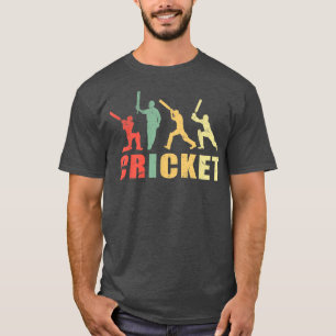 Cricket Retro Vintage Colours Cricket Players  T-Shirt