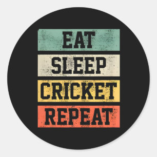Cricket Retro Vintage Player Coach Gifts For Sport Classic Round Sticker