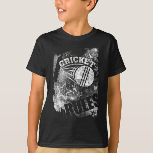 Cricket Rules, Black Grunge Cricket T-Shirt