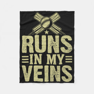 Cricket Runs In My Veins Cricket  Fleece Blanket