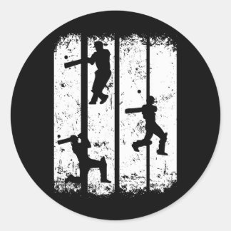 Cricket Silhouette - Cricket Player Cricket Lover Classic Round Sticker