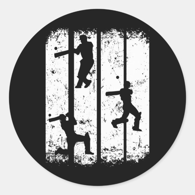 Cricket Silhouette - Cricket Player Cricket Lover  Classic Round Sticker (Front)