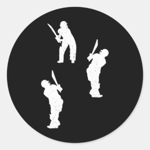 Cricket Silhouette Cricket Player Silhouettes Cric Classic Round Sticker