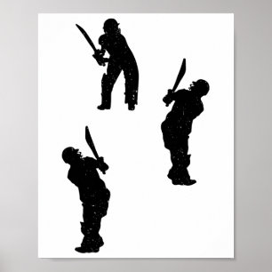 Cricket Silhouette Cricket Player Silhouettes Poster